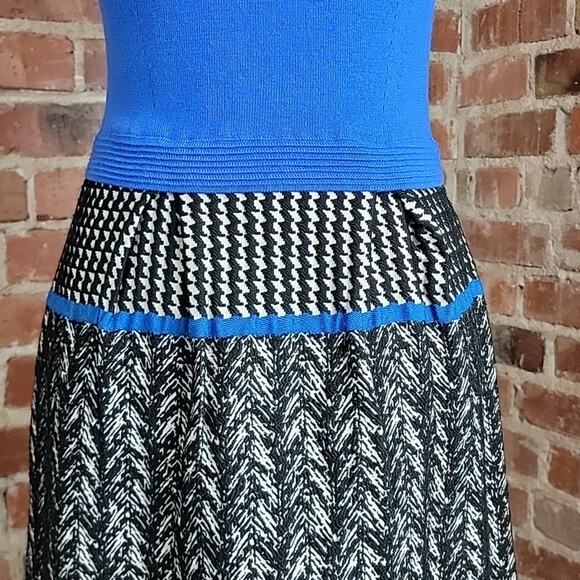 Anthropologie Girls From Savoy Blue Merino Wool Knit Pattern Tank Dress Women S - Picture 5 of 16